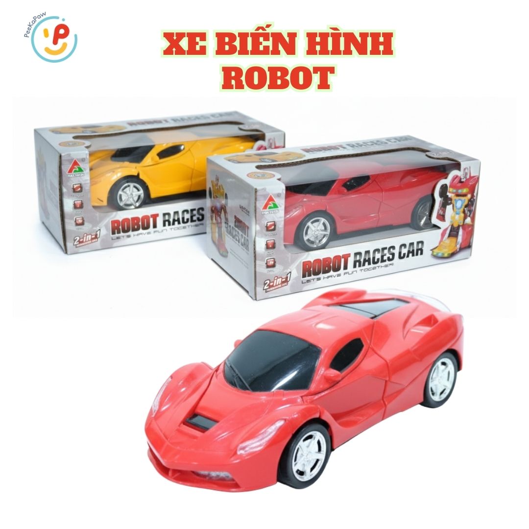 Đồ chơi Robot biến hình Xe đua chạy pin 2031 màu đỏ Peekabootoys