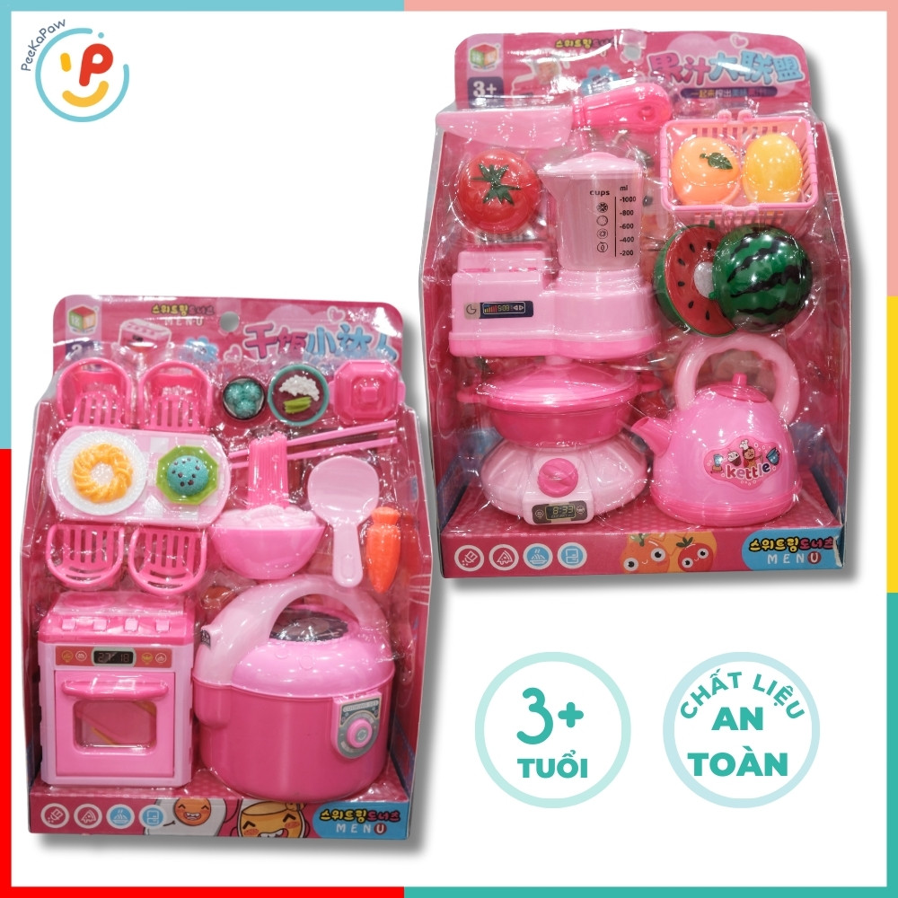 Đồ Chơi Nhà Bếp Mini Có Nồi Cơm Điện, Bếp Gas, Máy sinh tố, Thức Ăn Cho Bé 9962 – Peekapaw Toys