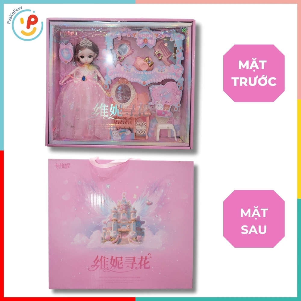 Búp Bê Công Chúa Váy Hồng Kèm Bộ Phụ Kiện Trang Điểm 102-161– Peekapaw Toys