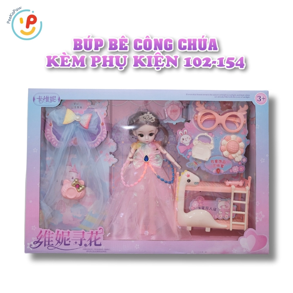 Búp Bê Công Chúa Váy Hồng Kèm Nhiều Phụ Kiện 102-154 – Peekapaw Toys