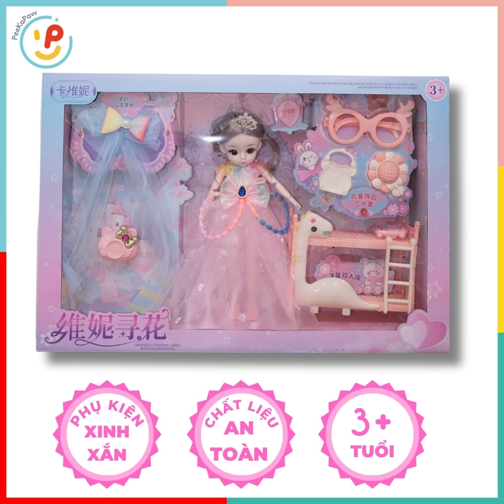 Búp Bê Công Chúa Váy Hồng Kèm Nhiều Phụ Kiện 102-154 – Peekapaw Toys