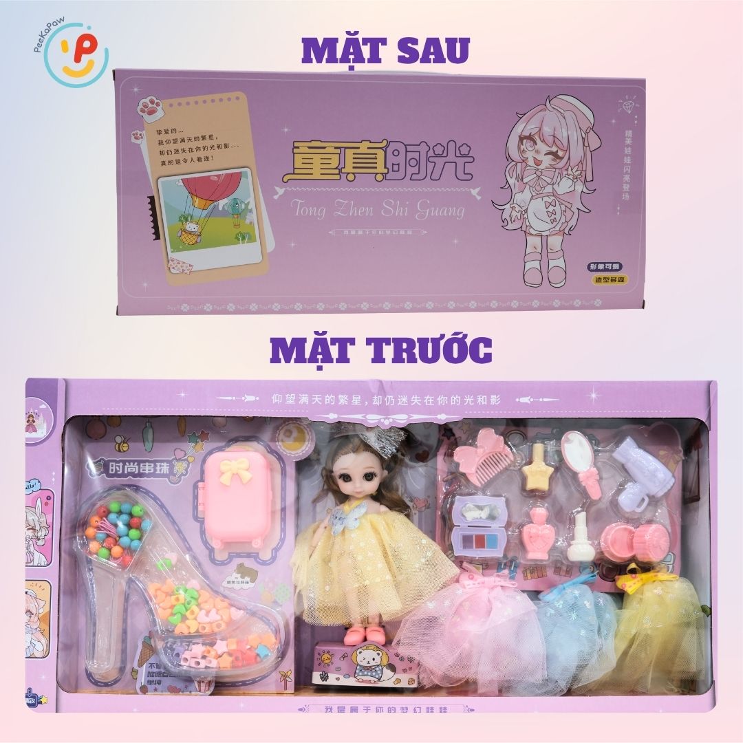 Búp bê thời trang kèm vali và phụ kiện trang điểm váy xinh cho bé gái 678-8 PeeKaPaw Toys