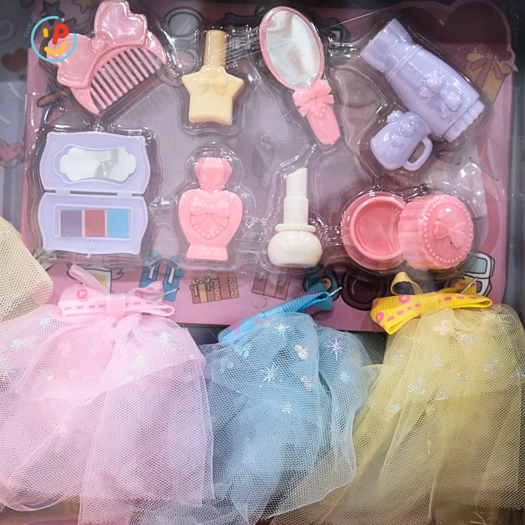 Búp bê thời trang kèm vali và phụ kiện trang điểm váy xinh cho bé gái 678-8 PeeKaPaw Toys