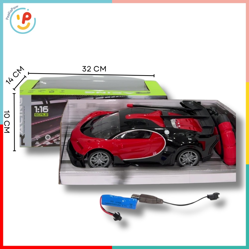 Xe ô tô dáng thể thao điều khiển từ xa kèm pin sạc tỉ lệ 1:16 có đèn siêu tốc 800-2 PeeKaPaw Toys
