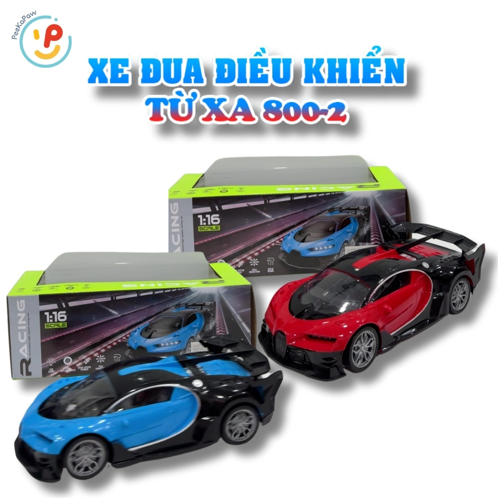 Xe ô tô dáng thể thao điều khiển từ xa kèm pin sạc tỉ lệ 1:16 có đèn siêu tốc 800-2 PeeKaPaw Toys