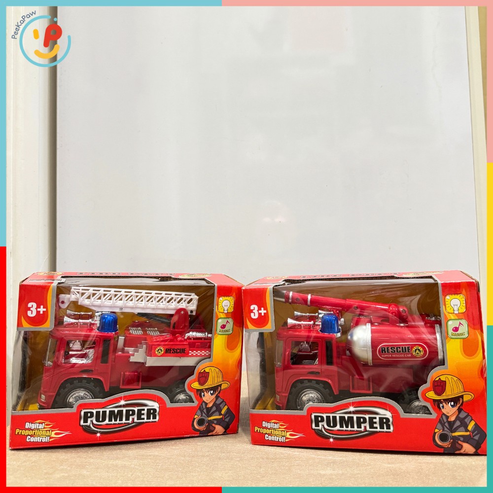 Đồ chơi xe cứu hỏa vòi phun thang nâng Pumper có đèn âm thanh còi hú xoay 360 độ 128 PeeKaPaw Toys