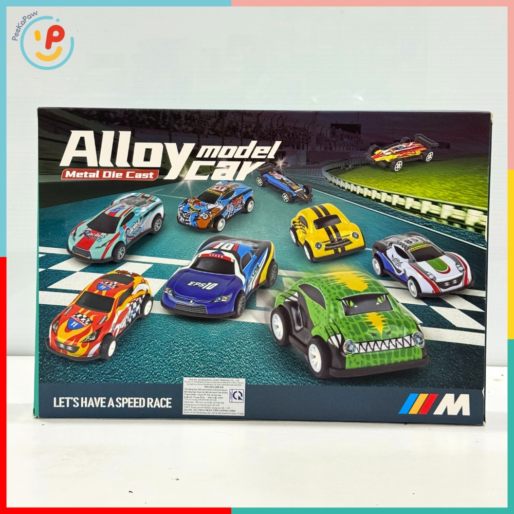 Hộp 12 xe mô hình chạy trớn siêu xe cảnh sát nhiều màu – PeeKaPaw Toys