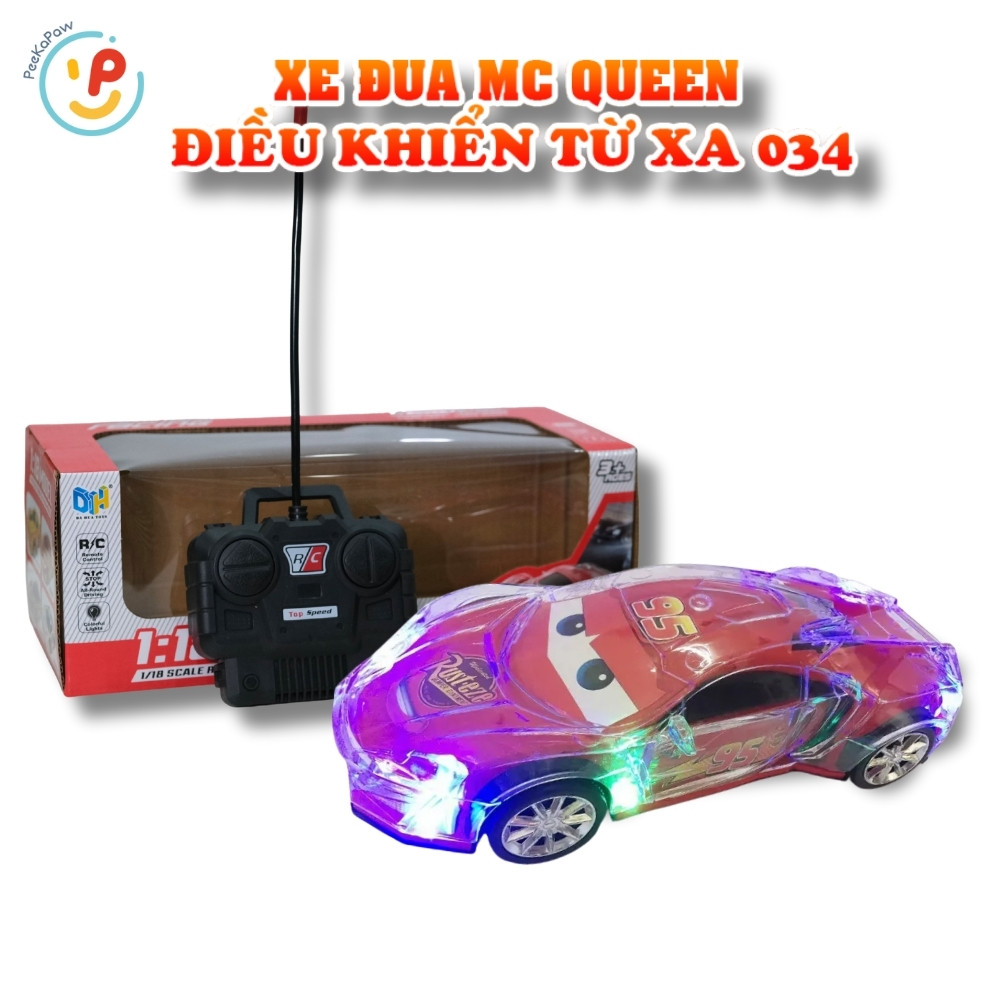 Xe ô tô điều khiển từ xa có đèn hoạt hình xe tia chớp tỉ lệ 1:18 034 PeeKaPaw Toys