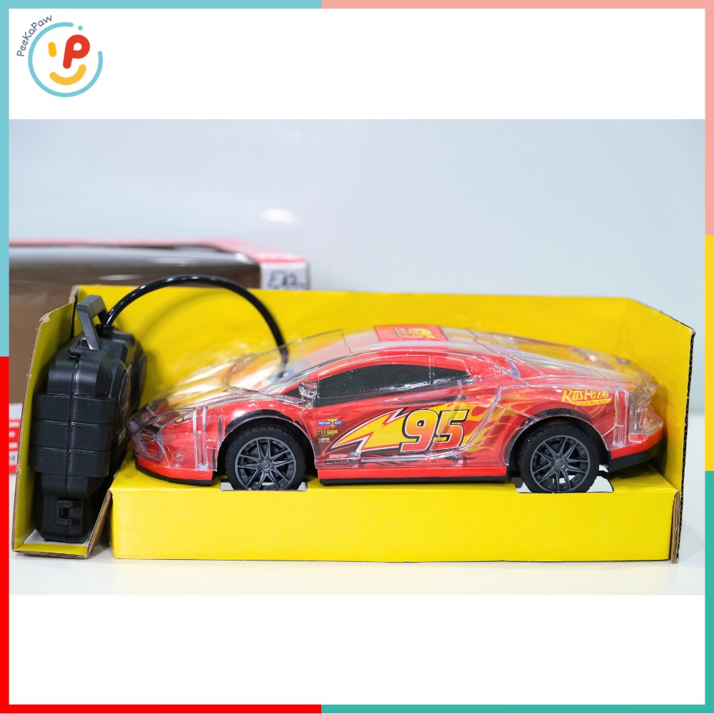 Xe ô tô điều khiển từ xa có đèn hoạt hình xe tia chớp tỉ lệ 1:18 034 PeeKaPaw Toys