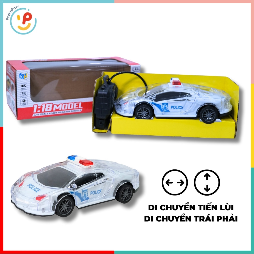 Xe cảnh sát điều khiển từ xa tỉ lệ 1:18 có đèn 032 – PeeKaPaw Toys