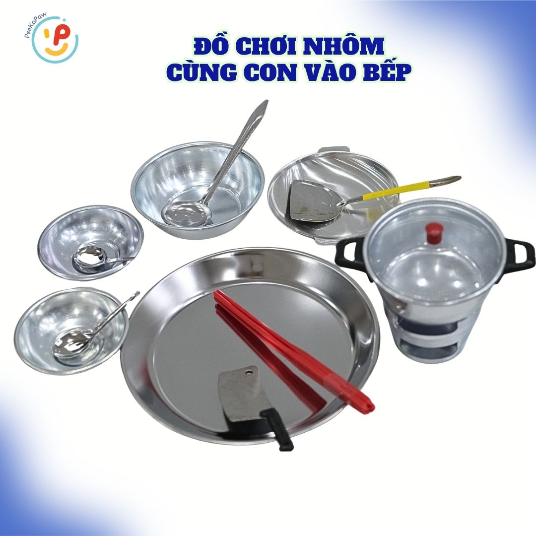 Đồ chơi nhà bếp bằng NHÔM dùng nến túi cỡ Trung hàng Việt Nam