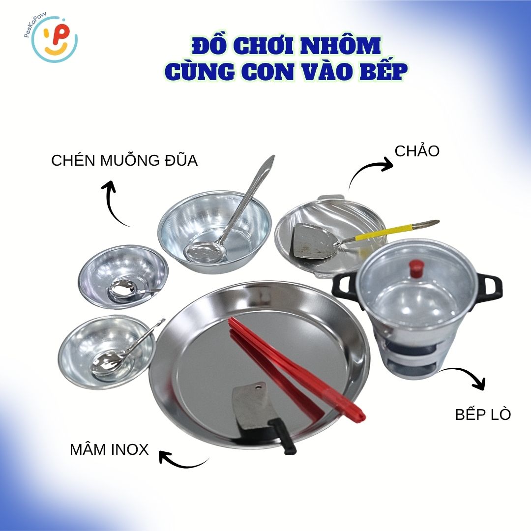 Đồ chơi nhà bếp bằng NHÔM dùng nến túi cỡ Trung hàng Việt Nam
