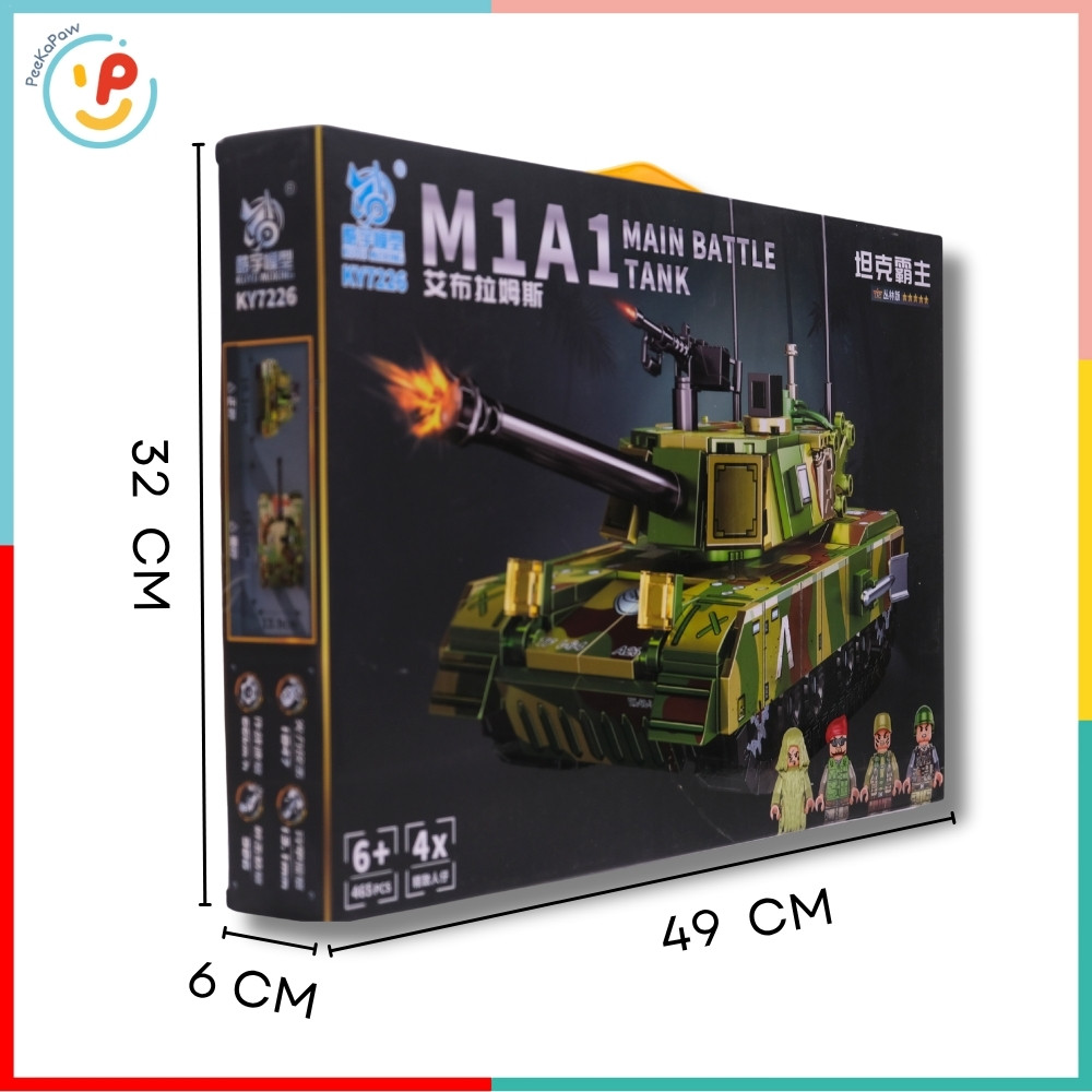 Đồ chơi lắp ráp xếp hình xe tăng chiến đấu 465 mảnh 4 nhân vật 7226 Peekaboo Toys