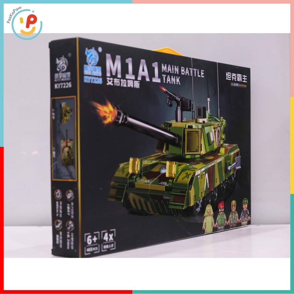 Đồ chơi lắp ráp xếp hình xe tăng chiến đấu 465 mảnh 4 nhân vật 7226 Peekaboo Toys