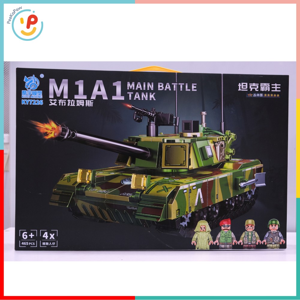 Đồ chơi lắp ráp xếp hình xe tăng chiến đấu 465 mảnh 4 nhân vật 7226 Peekaboo Toys