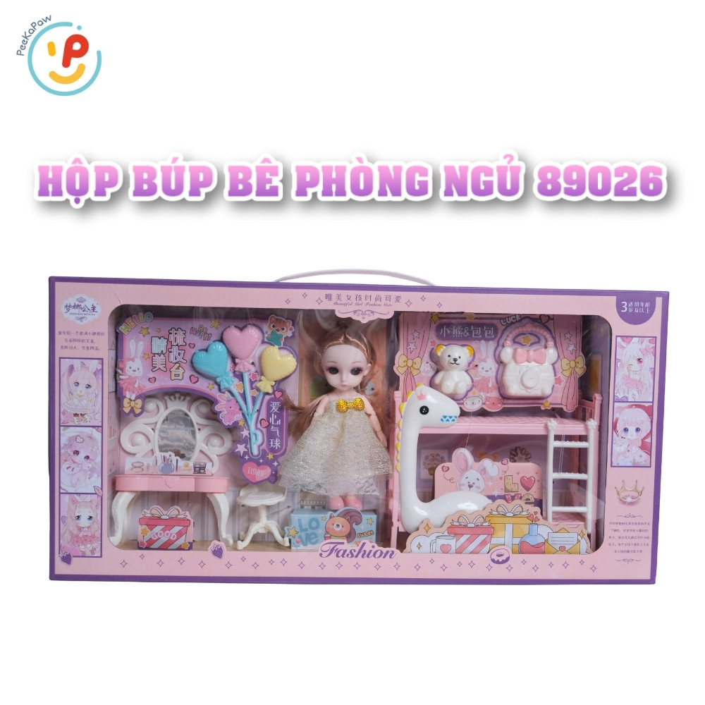 Hộp búp bê kèm phụ kiện phòng ngủ dễ thương cho bé 50cm 89026 PeeKaPaw Toys