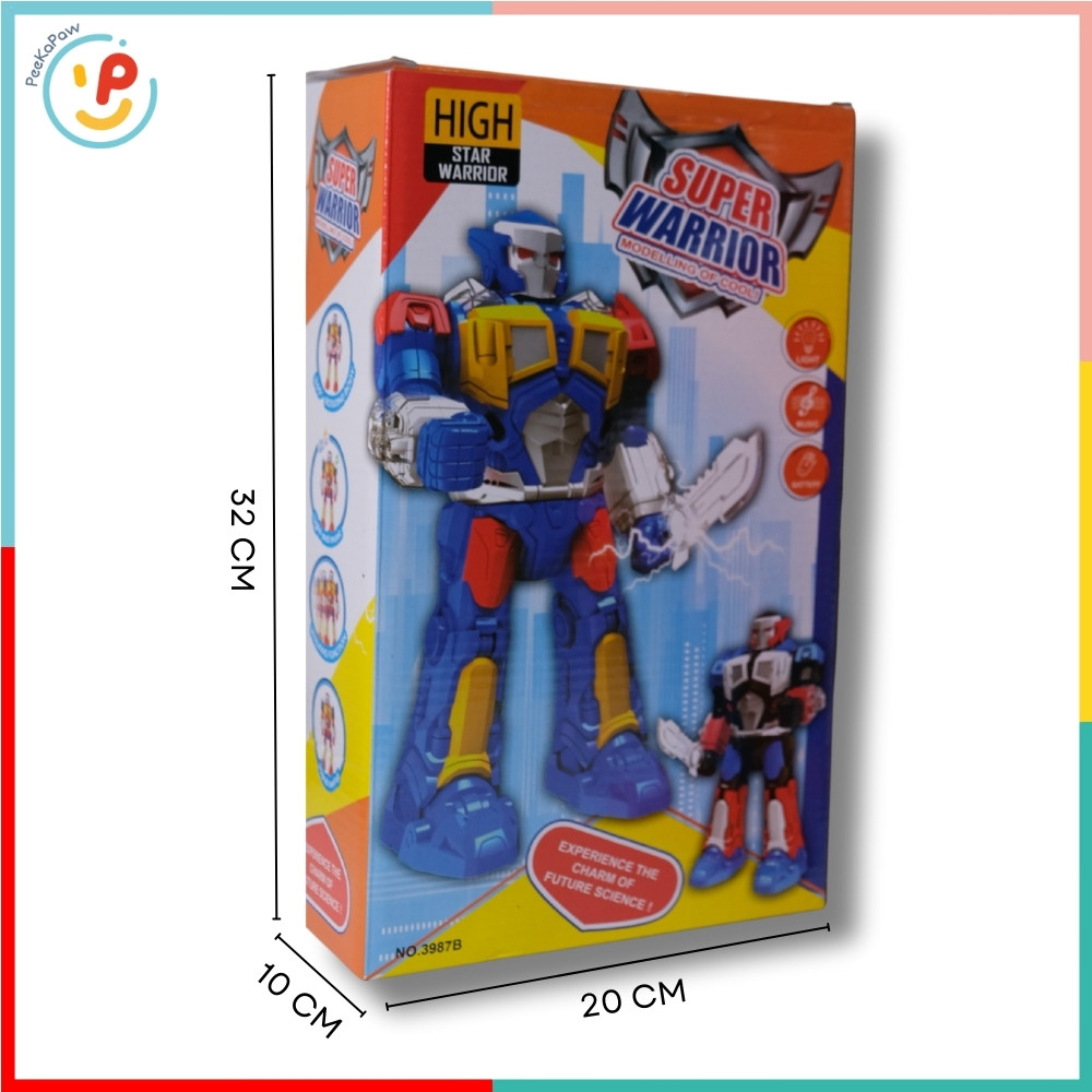 Robot siêu nhân có đèn âm thanh xoay 360 độ 3827 PeeKaPaw Toys