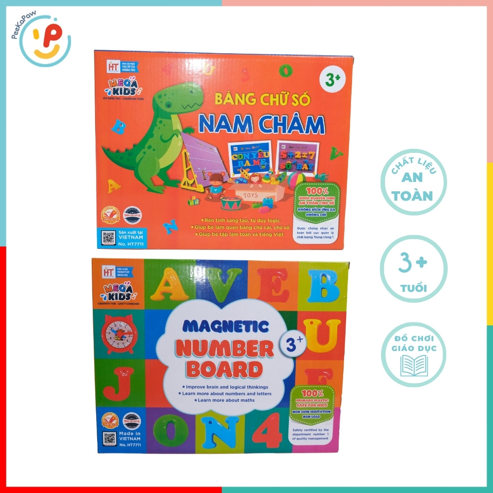 Bộ chữ số nam châm bé học toán và tiếng Việt hàng Việt Nam HT7711 PeeKaPaw Toys