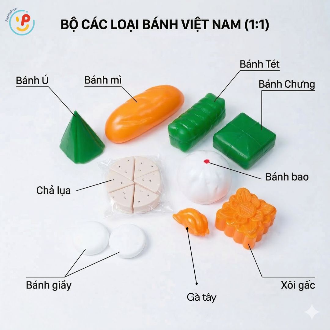 Bộ đồ chơi nhà bếp các loại bánh Truyền Thống Việt Nam HT04 PeeKaPaw Toys