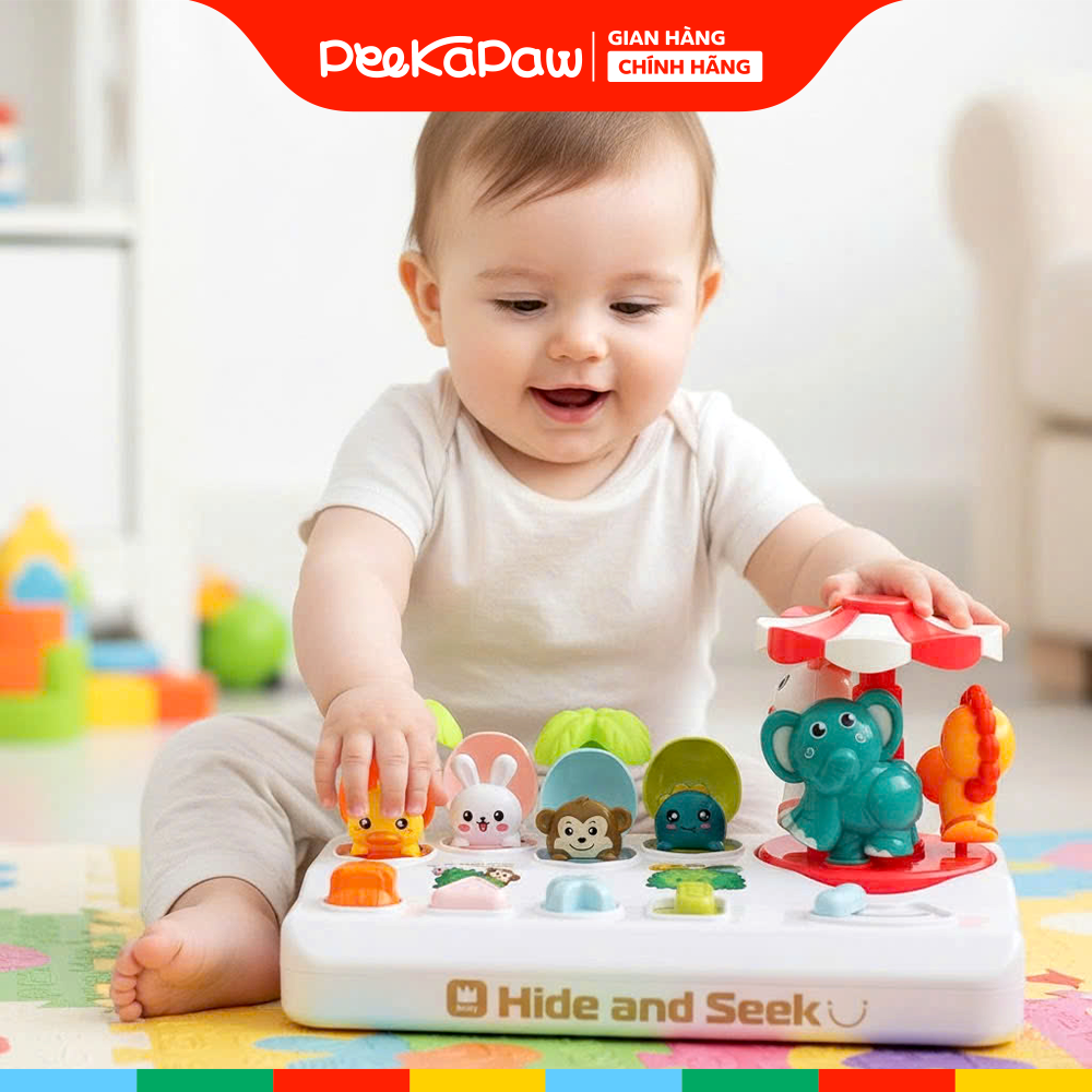 Đồ chơi tương tác cho bé 0-12 tháng Trốn tìm thú rừng Montessori
