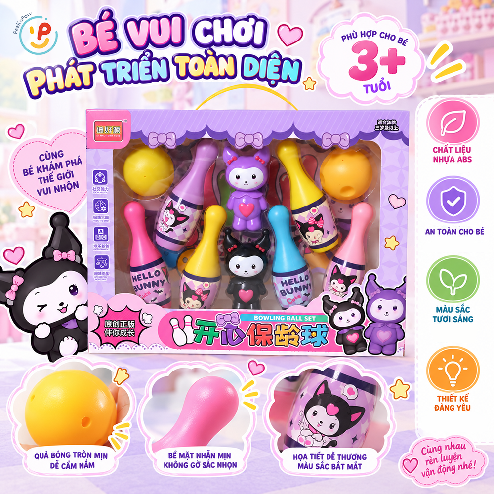 Hộp đồ chơi thể thao Bowling Kuromi 1688-29 PeeKaPaw Toys