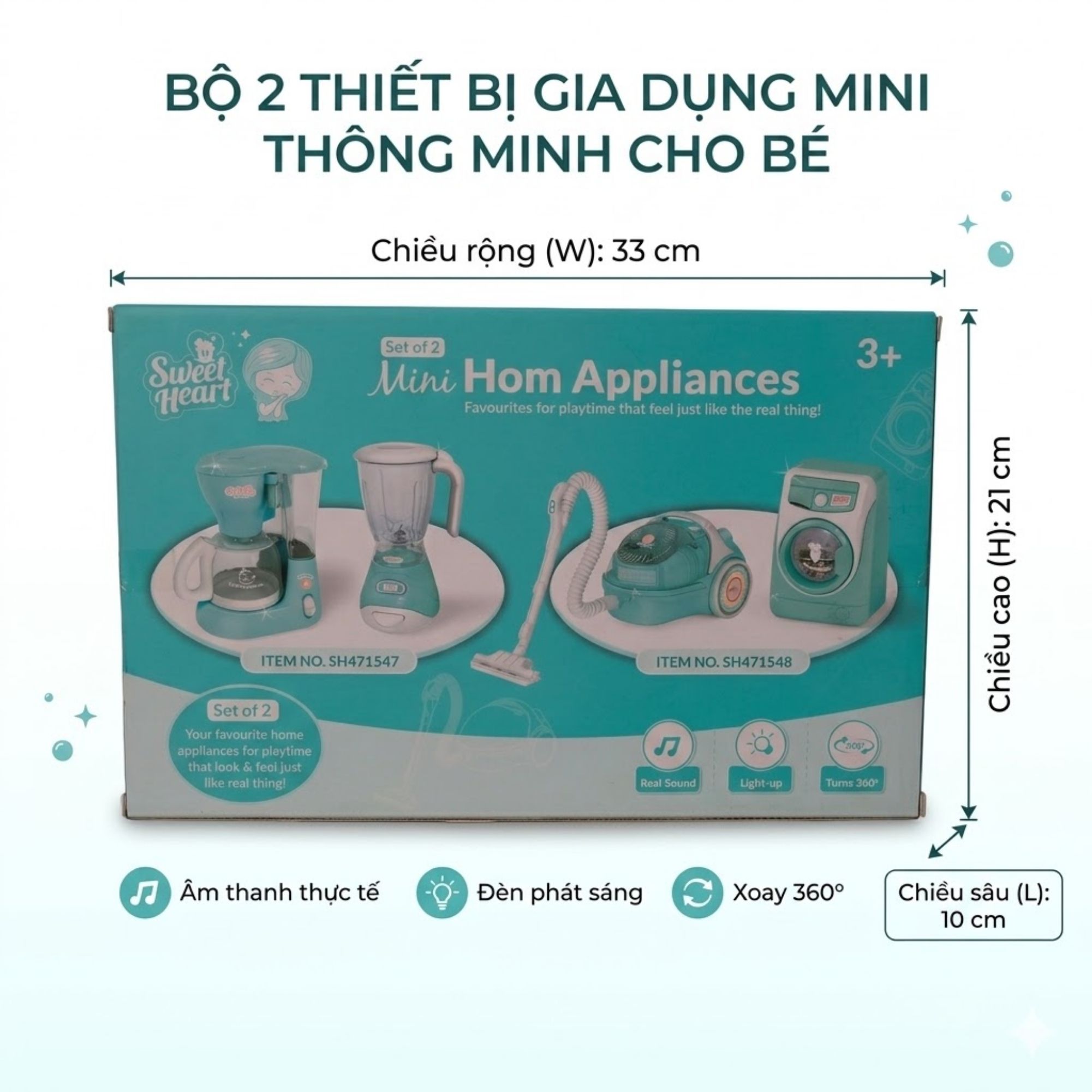 Bộ Máy Hút Bụi Máy Giặt Đồ Chơi Xoay Được Có Đèn Âm Thanh Cho Bé PeeKaPaw Toys