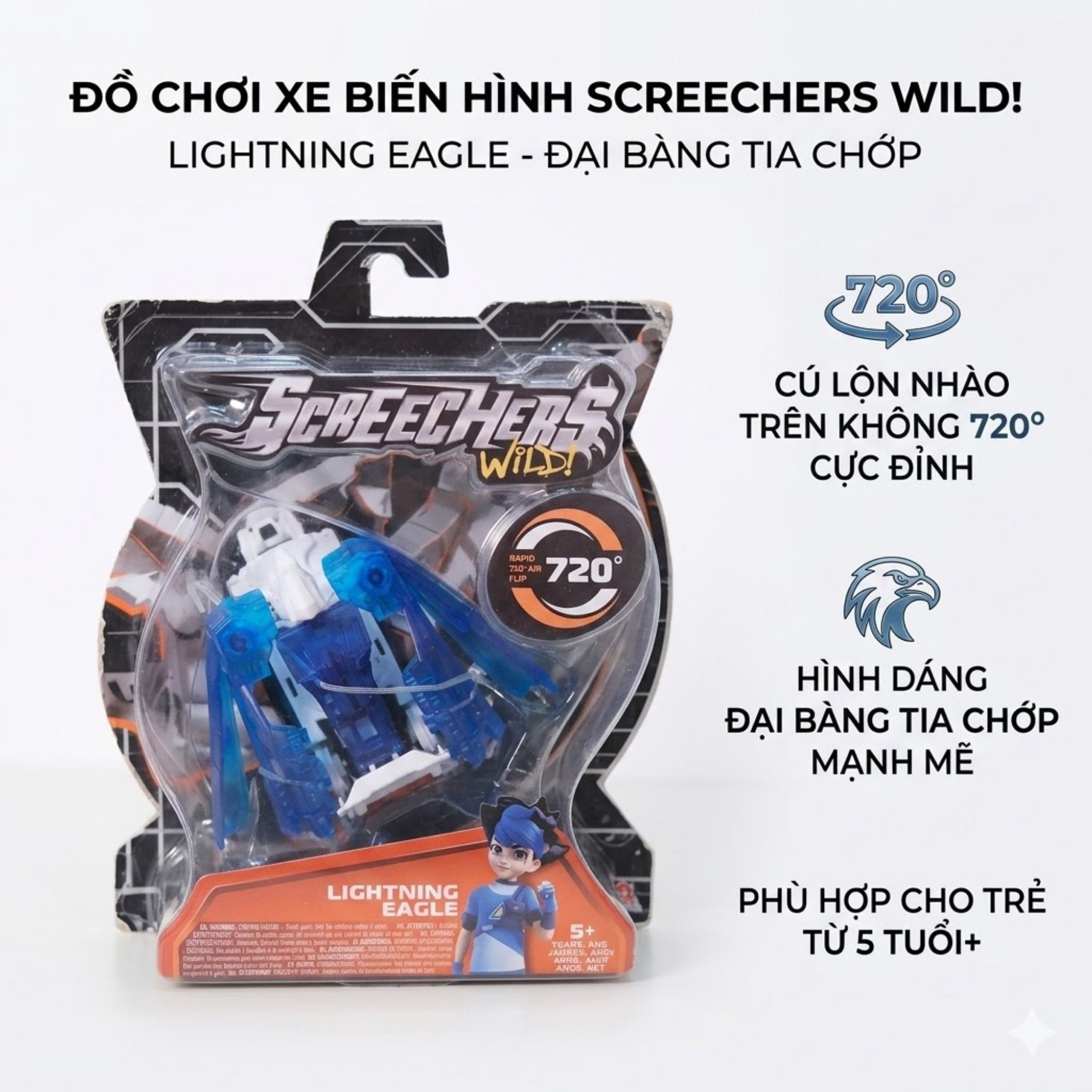 Xe Biến Hình Screechers Wild 720 Độ Tự Động Biến Hình PeeKaPaw Toys