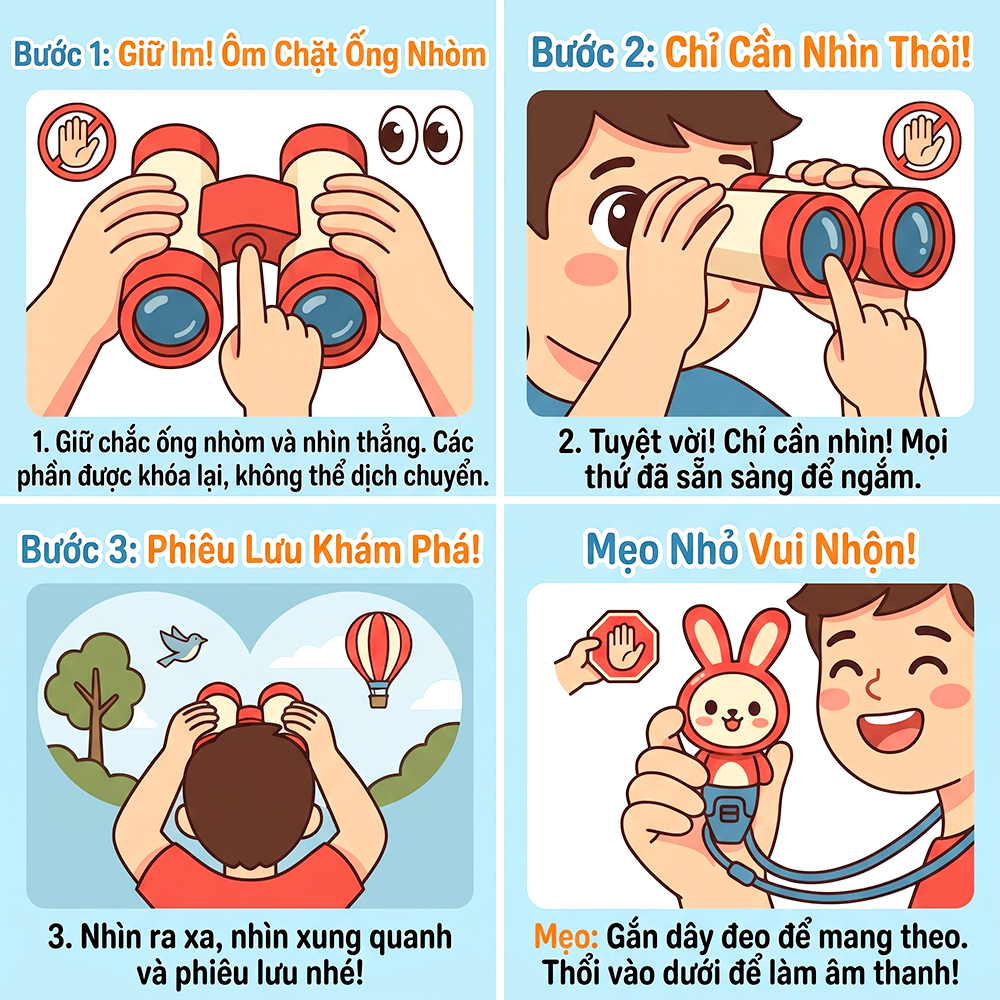 Ống nhòm kèm còi thổi Thỏ Con có dây đeo PeeKaPaw Toys