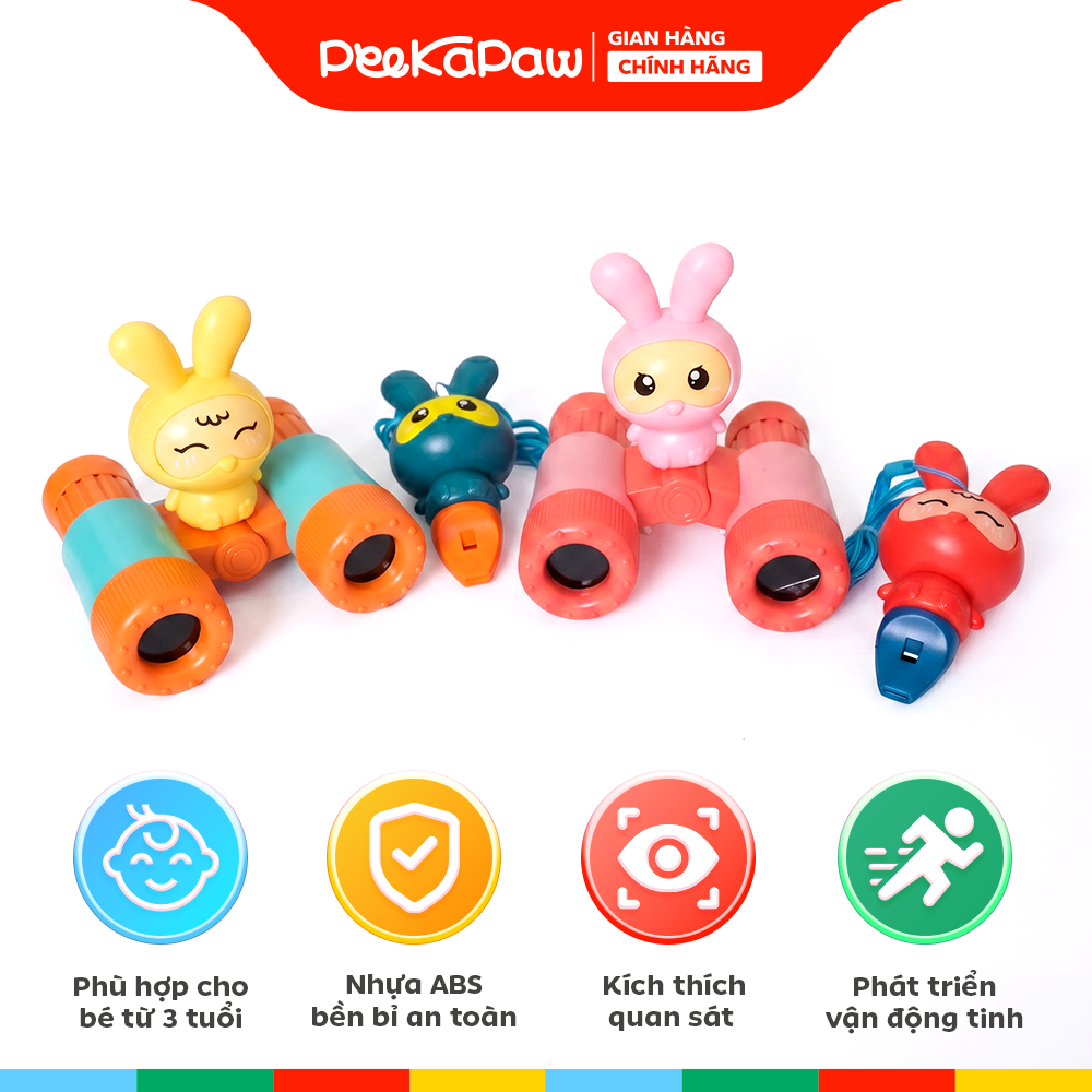 Ống nhòm kèm còi thổi Thỏ Con có dây đeo PeeKaPaw Toys
