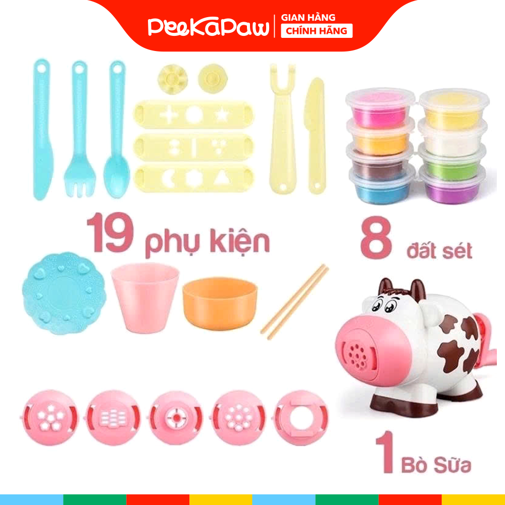 Đồ chơi Đất sét khuôn nặn Bò sữa cán sợi mì 666-7 PeeKaPaw Toys
