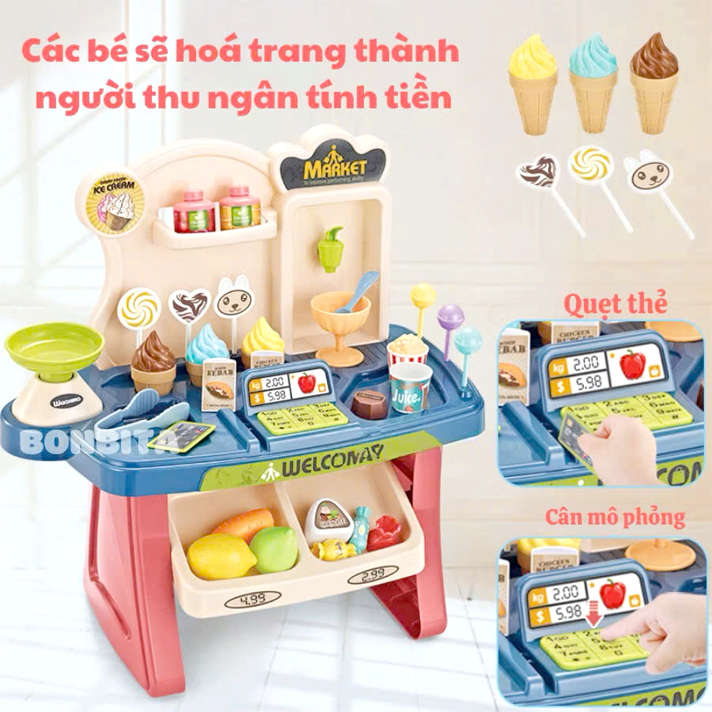 Hộp đồ chơi kệ siêu thị và xe đẩy 50cm 40 chi tiết 668-83 PeeKaPaw Toys