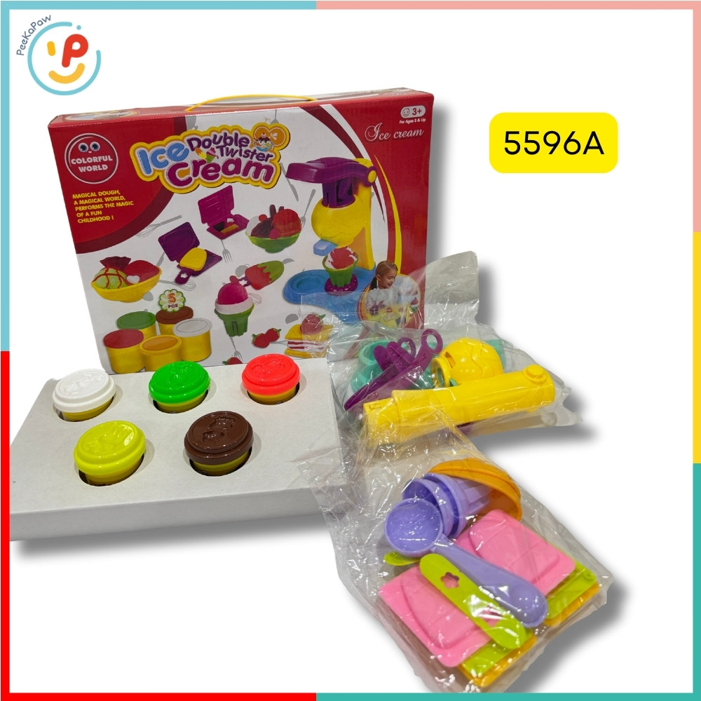 Đất sét đồ chơi máy làm kem DIY bộ nặn đất sét nhiều màu an toàn PeeKaPaw Toys