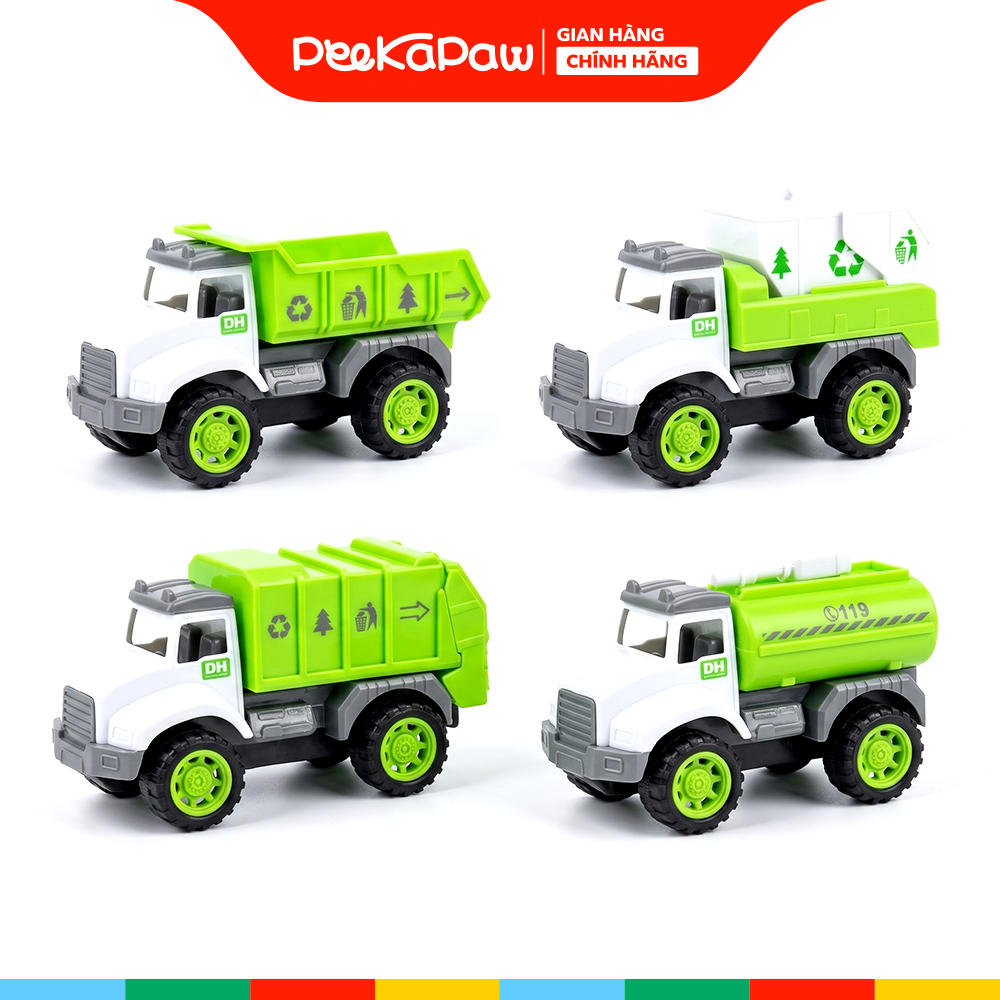 Túi 4 xe môi trường chạy đà trớn 090-69 PeeKaPaw Toys