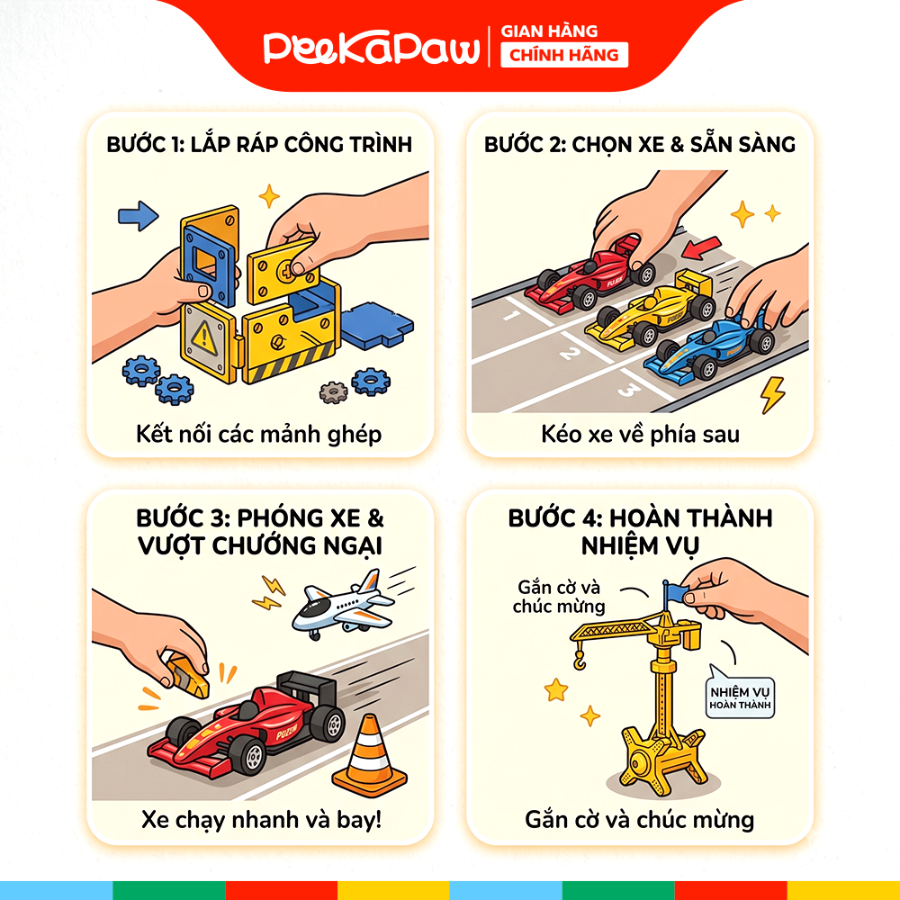 Hộp đồ chơi mô hình thành phố xe đua máy bay 134-16 PeeKaPaw Toys