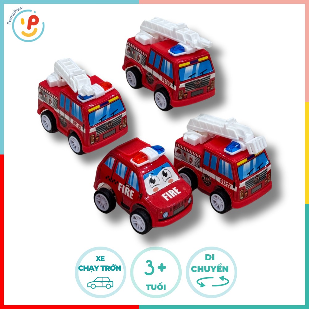 Xe cứu hoả xe cảnh sát mini chạy trớn 5cm PeeKaPaw Toys