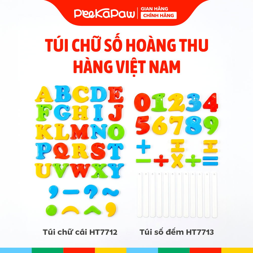 Túi chữ số Hoàng Thu hàng Việt Nam học chữ cái số đếm cho bé 3 tuổi PeeKaPaw Toys