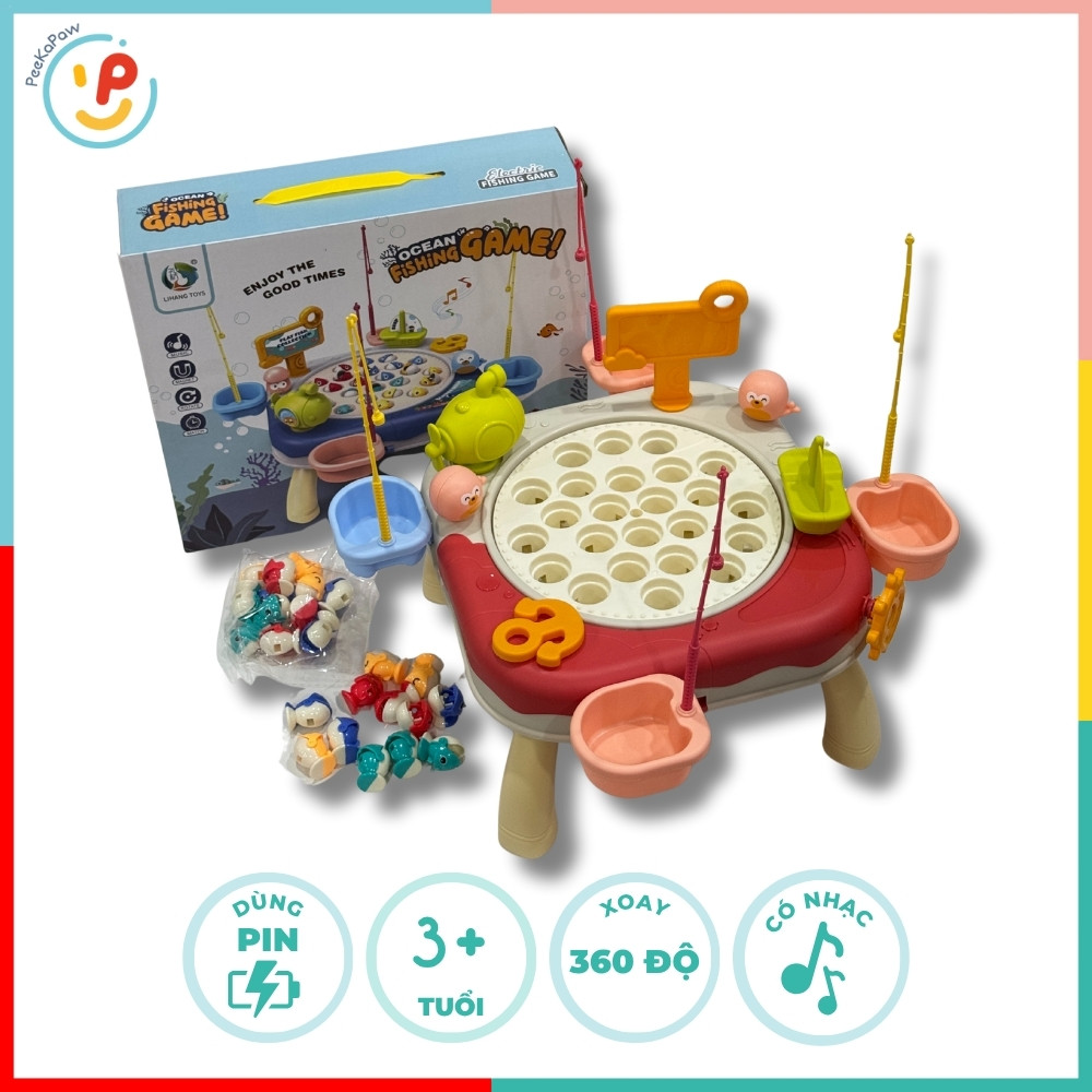 Đồ chơi bàn câu cá xoay kèm cần câu và cá mini 688-22 PeeKaPaw Toys