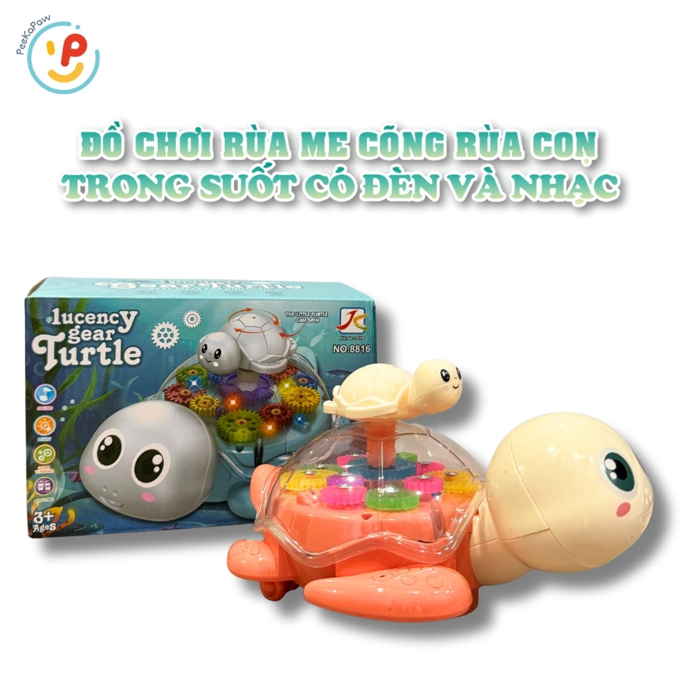 Đồ chơi rùa mẹ và rùa con trong suốt có đèn nhạc 8816 PeeKaPaw Toys