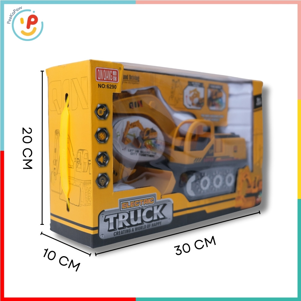 Xe Xúc Công Trình Chạy Pin 6290 Có Đèn Âm Thanh Cần Cẩu Nâng Hạ PeeKaPaw Toys
