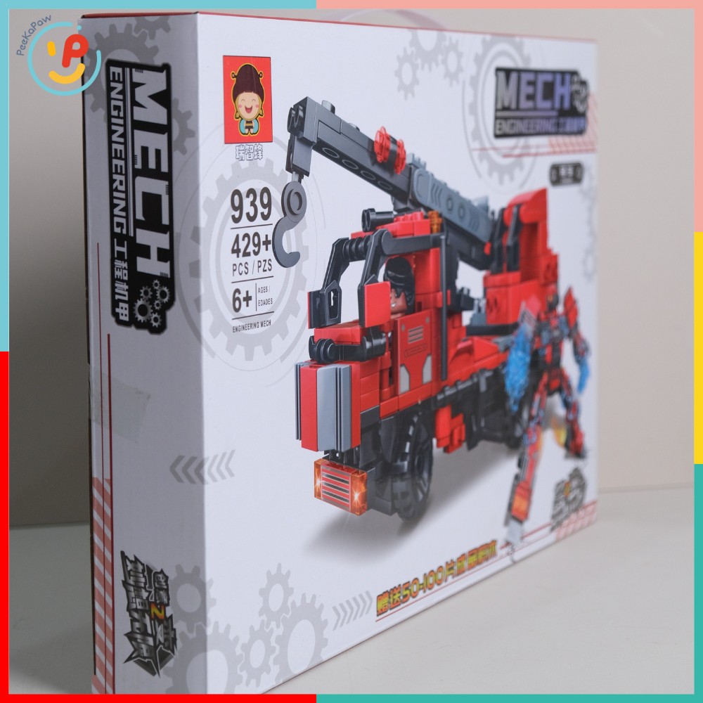 Đồ chơi lắp ráp robot biến hình xe cứu hỏa 429 chi tiết 939 PeeKaPaw Toys
