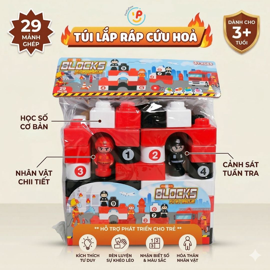 Túi lắp ráp xếp hình khối sáng tạo cho bé phát triển tư duy PeeKaPaw Toys