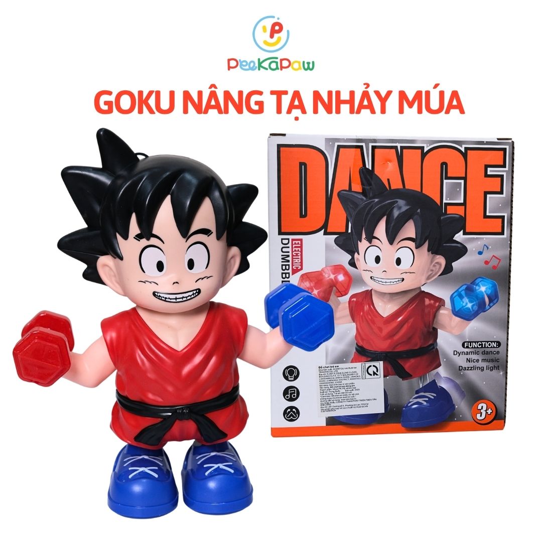 Đồ chơi Goku nâng tạ nhảy múa có nhạc đèn vui nhộn 8899-316A PeeKaPaw Toys