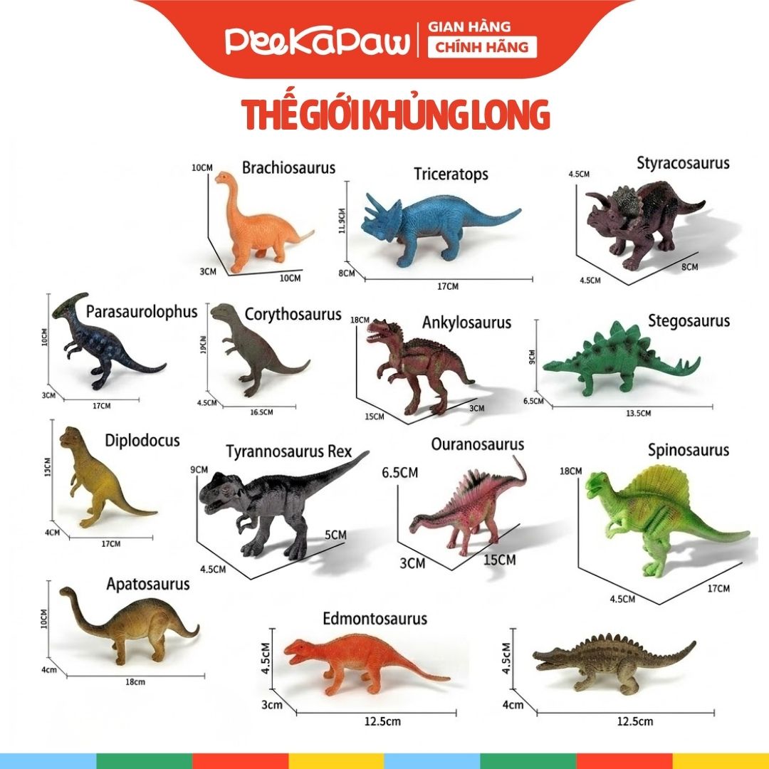 Túi 14 khủng long mô hình cho bé khám phá thế giới động vật 714-26 PeeKaPaw Toys