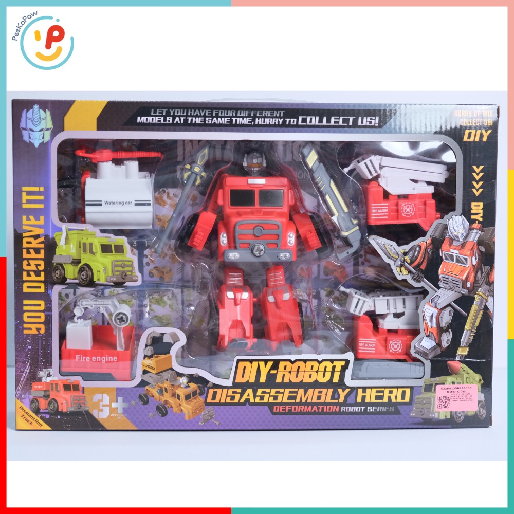 Robot Biến Hình Xe Cứu Hoả 606-C79 Đồ Chơi Lắp Ráp PeeKaPaw Toys