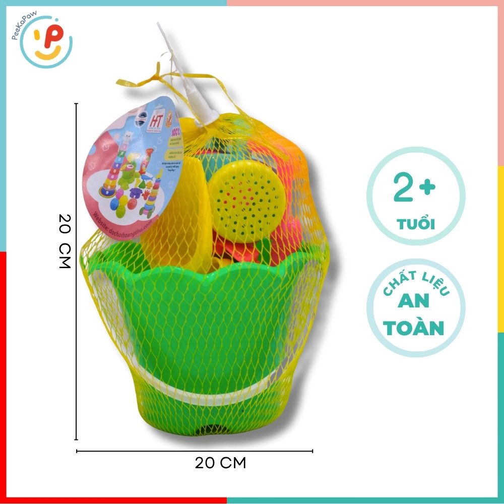 Đồ chơi đi biển cho bé xô xúc cát mini 20 cm PeeKaPaw Toys