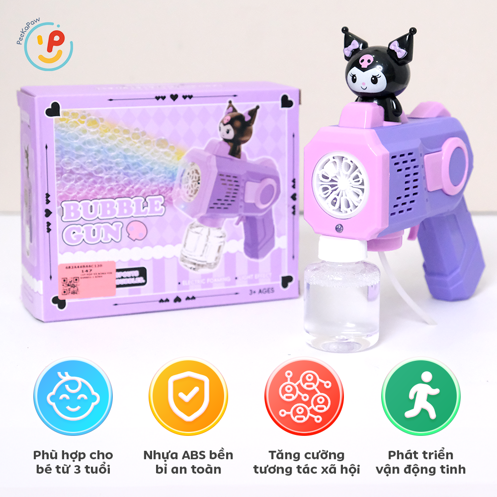 Máy Thổi Bong Bóng Tự Động Có Đèn LED Nhiều Mẫu PeeKaPaw Toys