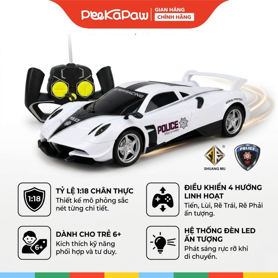 Xe cảnh sát điều khiển từ xa Top Speed dáng thể thao 565-X11 PeeKaPaw Toys