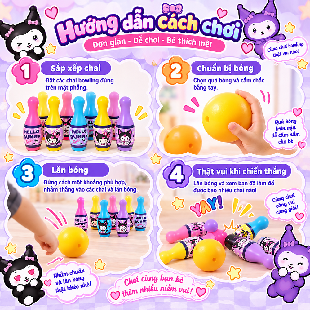 Hộp đồ chơi thể thao Bowling Kuromi 1688-29 PeeKaPaw Toys