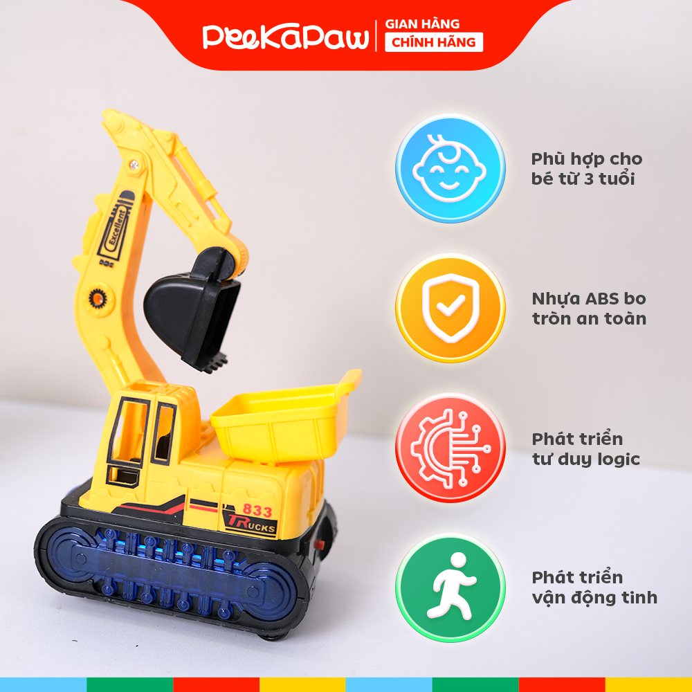 Xe công trình chạy pin 833-45 có đèn âm thanh PeeKaPaw Toys