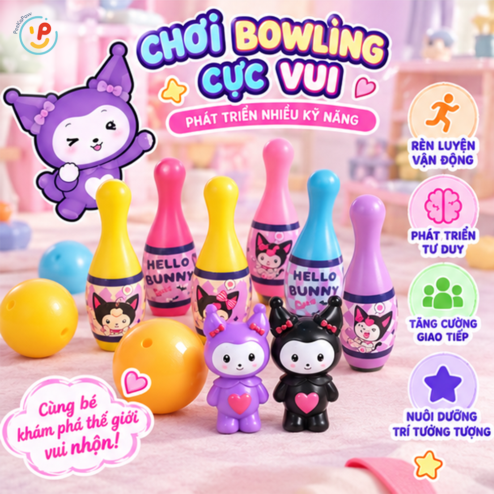 Hộp đồ chơi thể thao Bowling Kuromi 1688-29 PeeKaPaw Toys